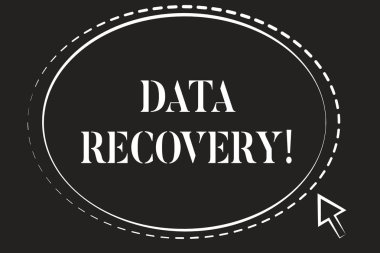 Veri Kurtarma gösteren kavramsal el yazısı. Erişilemeyen kayıp veya bozuk verileri kurtarma nın iş fotoğrafı metin süreci.