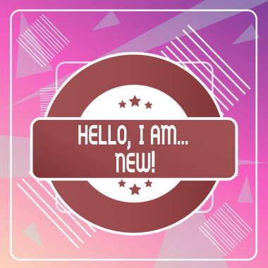 Kelime yazma metni Merhaba Ben yeniyim. Kullanılmış selamlama veya telefon görüşmesi için iş kavramı.