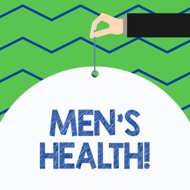 Erkeklerin sağlığını gösteren kavramsal el yazısı. Psikolojik ve sosyal refahın analizlerle sağlandığı iş fotoğrafı gösterimi.