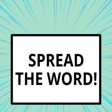 Kelime yazma metni Kelimeyi yayın. Sosyal medya kullanılarak bilgi veya haber paylaşımı için iş konsepti.