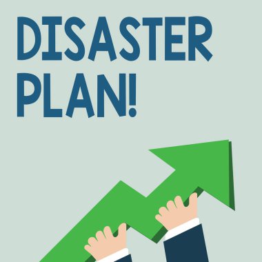 Kelime yazma felaket planı. Bir organizasyonun planlanmamış bir olay fotoğrafına nasıl tepki vereceği ile ilgili iş konsepti..