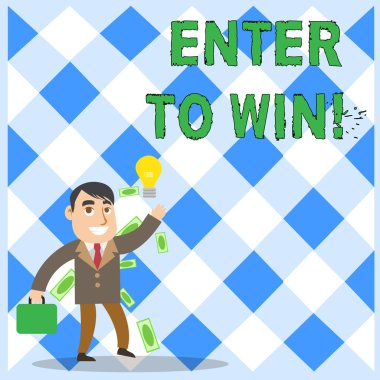 Enter To Win'i gösteren kavramsal el yazısı. İş fotoğraf metin ödül şansı kazanan ödül için bir değer alışverişi.