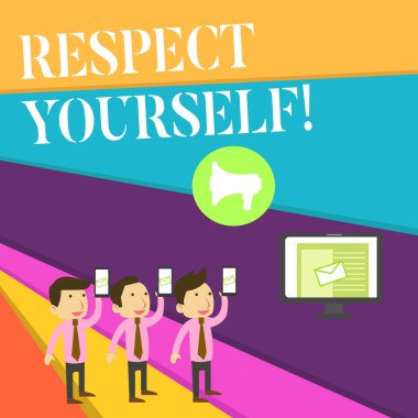 El yazısı metin Respect Yourself. Kavram anlamı size iyi ve değerli iyi tedavi olmak inanan.