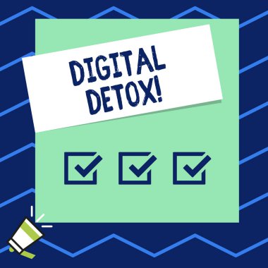 Dijital Detox 'u gösteren not yazılıyor. Bir gösteri sırasında iş fotoğraflarının sergilenme süresi cihaz kullanımını durdurur.
