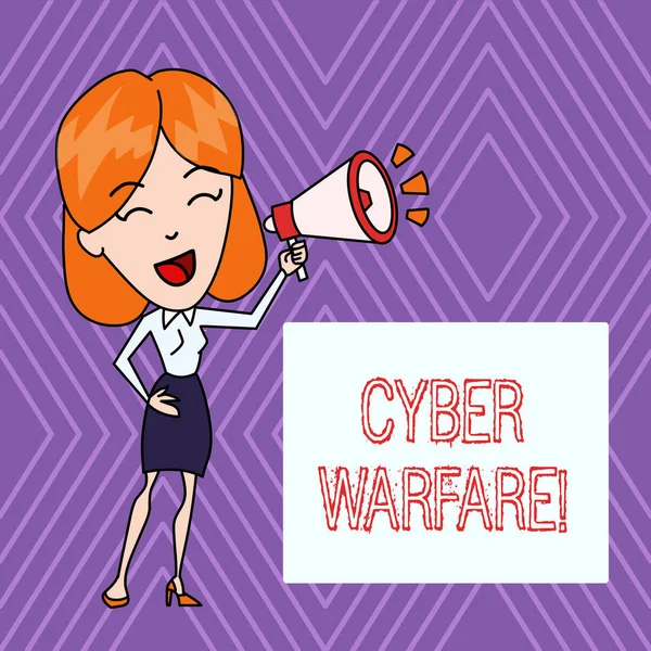 Szöveges jel mutatja Cyber Warfare. Fogalmi fotó tevékenység az Internet segítségével, hogy támadást egy ország s számítógépek. — Stock Fotó