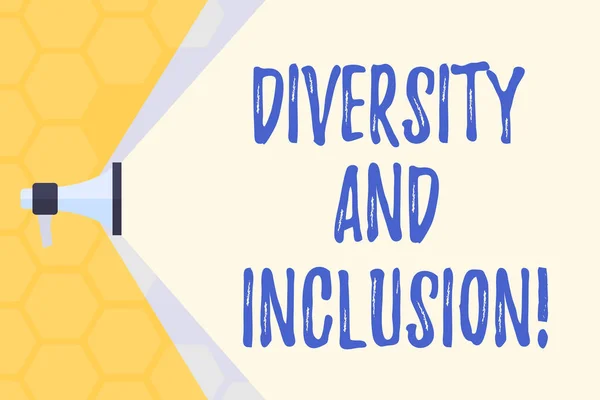 Text sign showing Diversity And Inclusion. Conceptual photo range huanalysis difference includes race ethnicity gender Megaphone Extending the Capacity of Volume Range thru Blank Space Wide Beam.