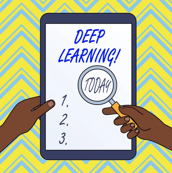 Text sign showing Deep Learning. Conceptual photo the collection of algorithms used in machine learning.