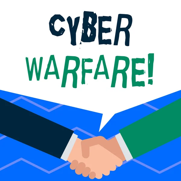 Kézírás szöveg írás Cyber Warfare. Koncepció jelentése tevékenység az Internet segítségével támadni egy ország s számítógépek. — Stock Fotó