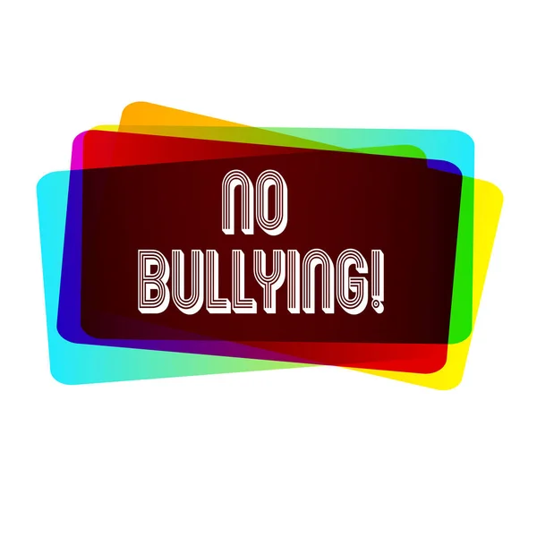 Signo de texto que muestra No Bullying. Foto conceptual detener el comportamiento agresivo entre los niños desequilibrio de poder . — Foto de Stock