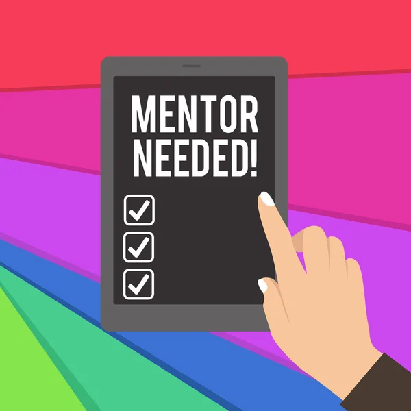 Teken dat mentor nodig heeft. Conceptuele fotowerk nemer opleiding onder Senior toegewezen Act als adviseur. — Stockfoto