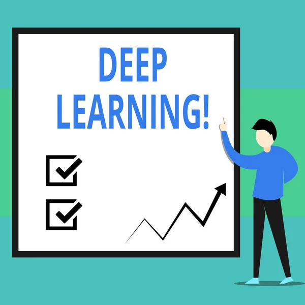 Koncepcyjny pisania ręcznego pokazano Deep Learning. Business Photo tekst zbiór algorytmów używanych w Machine Learning. — Zdjęcie stockowe