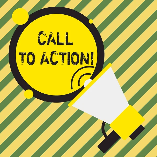 Ordskrivning text Call To Action. Affärsidé för förmaning göra något för att uppnå mål med problem. — Stockfoto