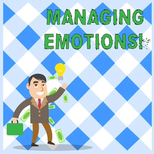 Escritura manual conceptual que muestra el manejo de las emociones. negocio foto texto capacidad estar abierto a los sentimientos y modularlos en uno mismo . — Foto de Stock