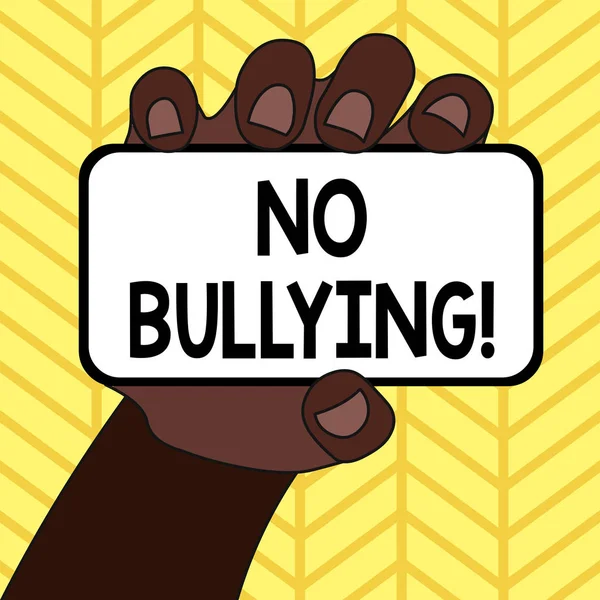 Escritura de texto a mano No Bullying. Concepto que significa detener el comportamiento agresivo entre los niños desequilibrio de poder . —  Fotos de Stock