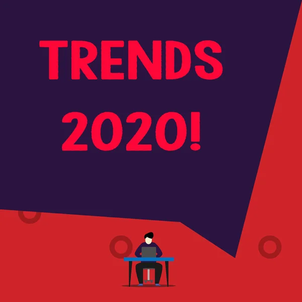 Textzeichen mit Trends 2020. Konzeptionelle Foto allgemeine Richtung, in der sich etwas entwickelt oder verändert. — Stockfoto