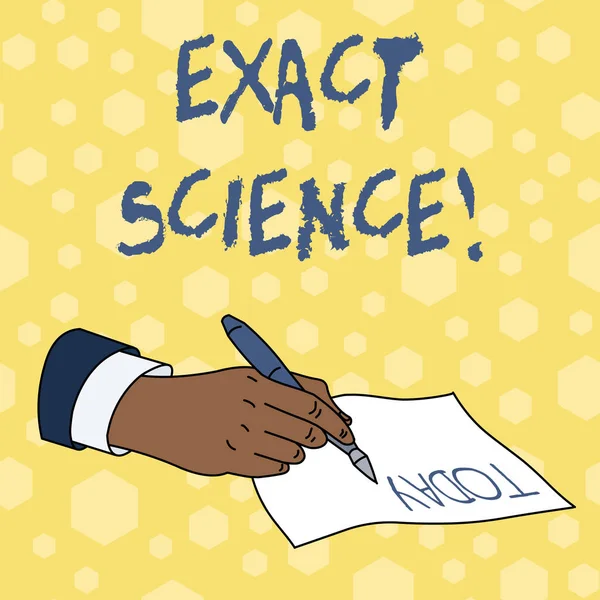 Escrevendo uma nota mostrando a Ciência Exata. Foto de negócios mostrando as previsões precisas e métodos rigorosos de teste . — Fotografia de Stock