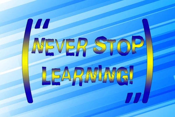 Writing note showing Never Stop Learning. Business photo showcasing keep on studying gaining new knowledge or materials. — 스톡 사진