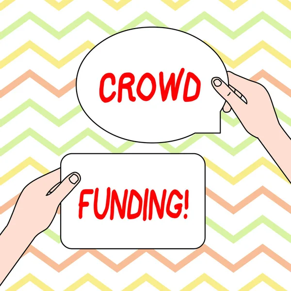 Fogalmi kézzel írásban bemutató Crowd finanszírozása. Üzleti fotó szöveges technikát a pénzt a nagy számú mutató. — Stock Fotó