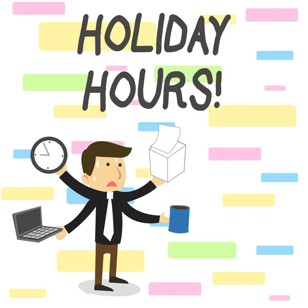 Conceptueel handschrift dat vakantie-uren weergeeft. Zakelijke fotopresentatie van overwerk aan werknemers in flexibele werkschema's. — Stockfoto