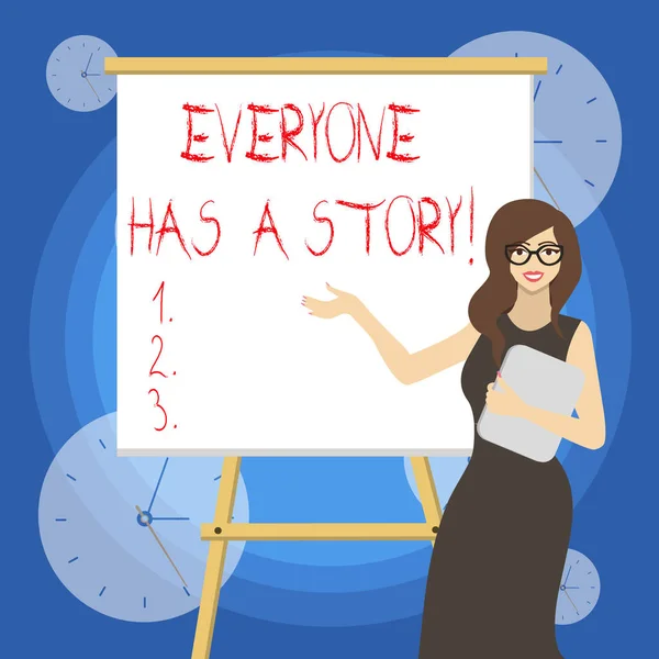 Word writing text Everyone Has A Story. Business concept for account of past events in someones life or career. — 스톡 사진