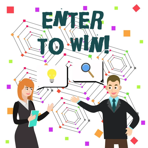 Word writing text Enter To Win. Business concept for exchanging something value for prize chance winning prize. — 스톡 사진