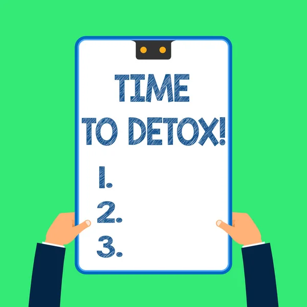 Segno di testo che mostra Time To Detox. Foto concettuale quando purifichi il tuo corpo dalle tossine o smetti di consumare droga . — Foto Stock