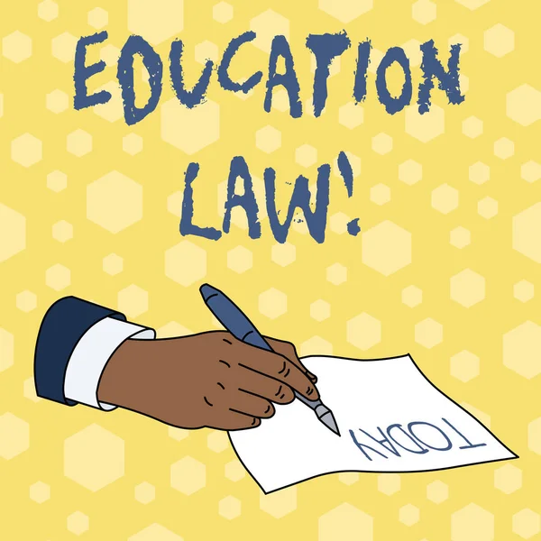 Skriftlig anteckning om utbildningsrätt. Företagsfoto visa upp rättsdisciplin som täcker alla frågor som rör skolor. — Stockfoto