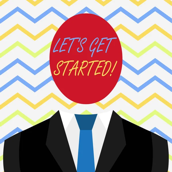 Tekst pisania słów Let S Get Start. Koncepcja biznesowa zachęcania kogoś do robienia czegoś. — Zdjęcie stockowe