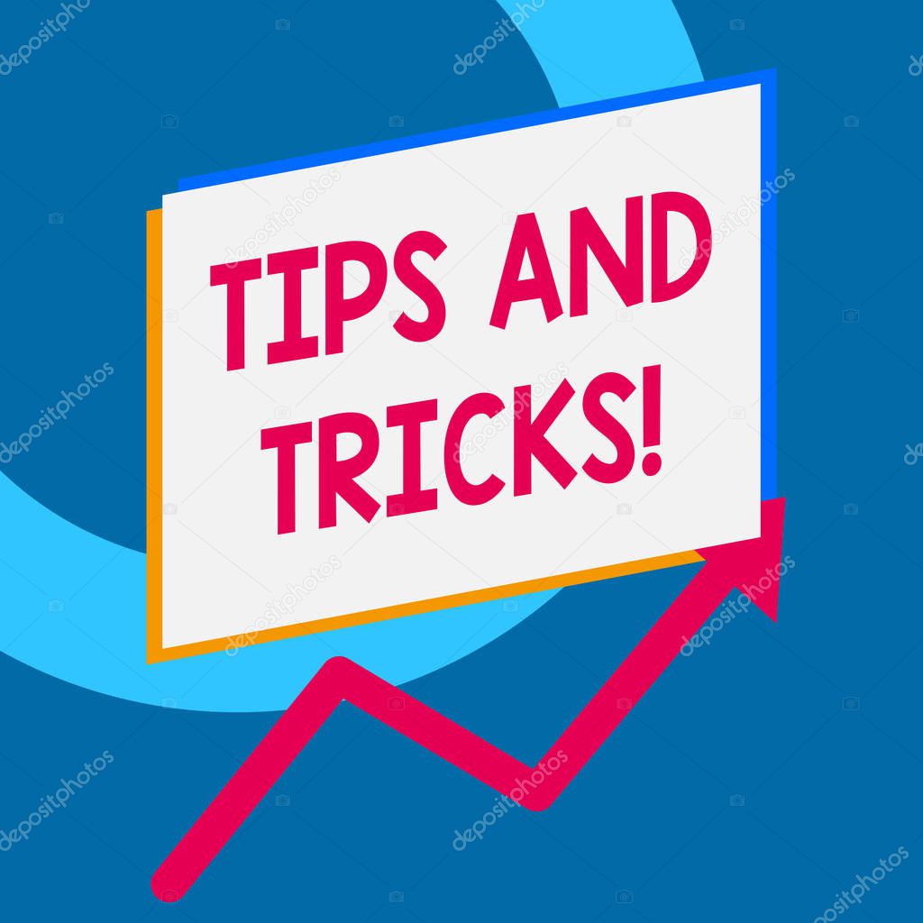 Writing note showing Tips And Tricks. Business photo showcasing means piece advice maybe suggestion how improve.