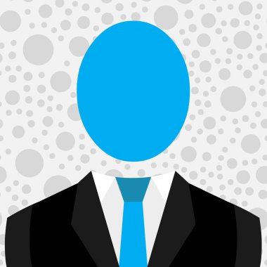 Takım Elbiseli Adamın Sembolik Çizimi ve Büyük Oval Yüzsüz Kafaile Kravat. Kafatası olarak Renkli Elips ile Resmi Giysiler sembolik Erkek Figürü. Düz fotoğraf Sanat Tasarımı