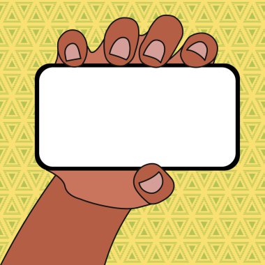 Metin Için Boş Alanla Yatay Olarak Elde Tutulan Boş Ekran Akıllı Telefonun Kapatılması. Duyurular Tanıtım Reklamları için Yaratıcı Arka Plan