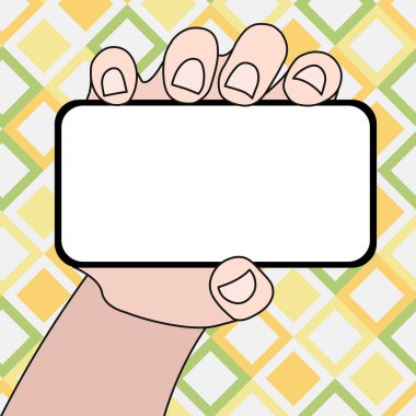 Metin Için Boş Alanla Yatay Olarak Elde Tutulan Boş Ekran Akıllı Telefonun Kapatılması. Duyurular Tanıtım Reklamları için Yaratıcı Arka Plan