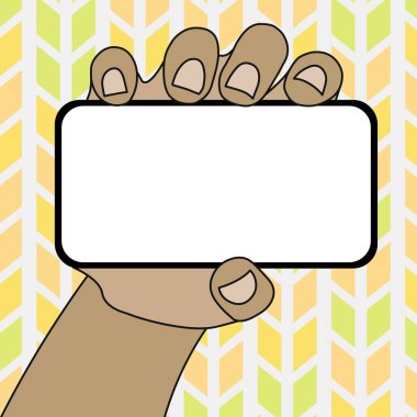 Metin Için Boş Alanla Yatay Olarak Elde Tutulan Boş Ekran Akıllı Telefonun Kapatılması. Duyurular Tanıtım Reklamları için Yaratıcı Arka Plan