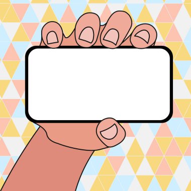 Metin Için Boş Alanla Yatay Olarak Elde Tutulan Boş Ekran Akıllı Telefonun Kapatılması. Duyurular Tanıtım Reklamları için Yaratıcı Arka Plan