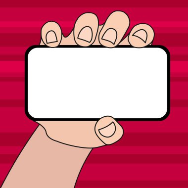 Metin Için Boş Alanla Yatay Olarak Elde Tutulan Boş Ekran Akıllı Telefonun Kapatılması. Duyurular Tanıtım Reklamları için Yaratıcı Arka Plan