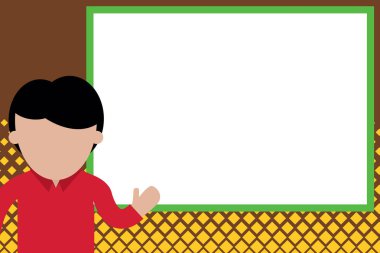 Lise Öğrencisi sunum yapıyor. Beyaz tahtayı gösteren genç bir adam. Tahtanın önünde duran sıradan giyinme kişisi. Bireysel erkek eğitim üniversitesi. fotoğraf Sanat.