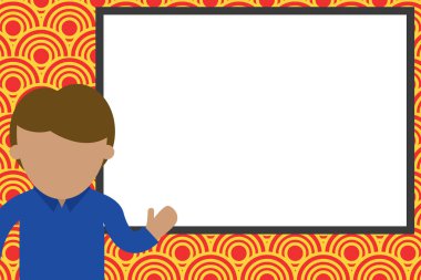 Lise Öğrencisi sunum yapıyor. Beyaz tahtayı gösteren genç bir adam. Tahtanın önünde duran sıradan giyinme kişisi. Bireysel erkek eğitim üniversitesi. fotoğraf Sanat.