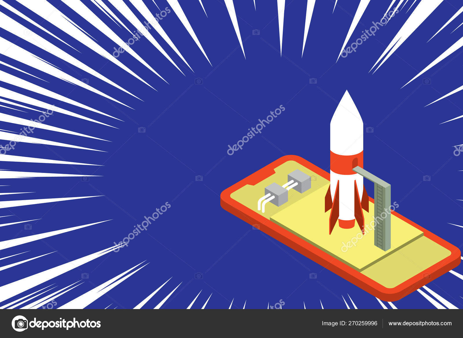 Готовы К Запуску Стоячей Ракеты Лежащий Смартфон. Запуск.