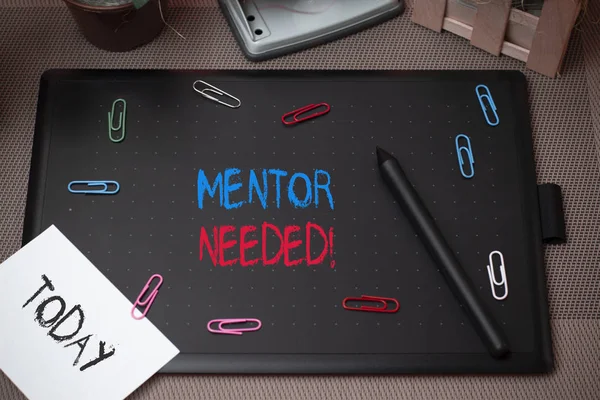 Word writing text Mentor Needed. Business concept for Employee training under senior assigned act as advisor.