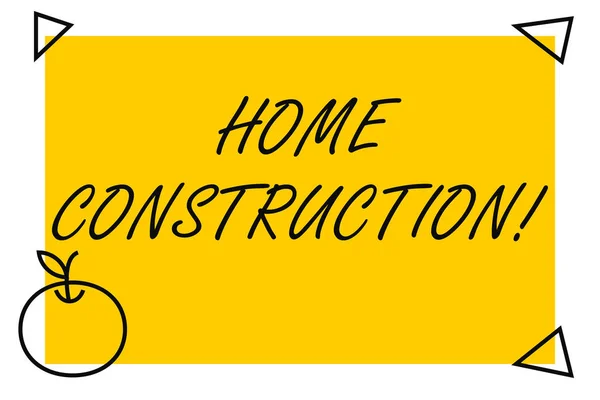 Texto de caligrafia Home Construction. Conceito que significa o processo de construção de um alojamento vivo Isolado Yellow Text Box Banner com 4 Autoadesivo em forma de telefone . — Fotografia de Stock