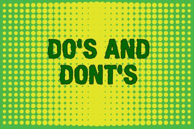 Do S And Dont S. İş fotoğraf metin Kuralları veya bazı faaliyet veya eylemler vanishing nokta orta arka plan tasarım Gradyan Desen ilgili gümrük gösteren kavramsal el yazısı.