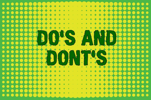 概念手写显示 Do S 和 Don t S. 商业照片文本规则或习俗有关某些活动或行动消失点中间背景设计渐变模式. — 图库照片