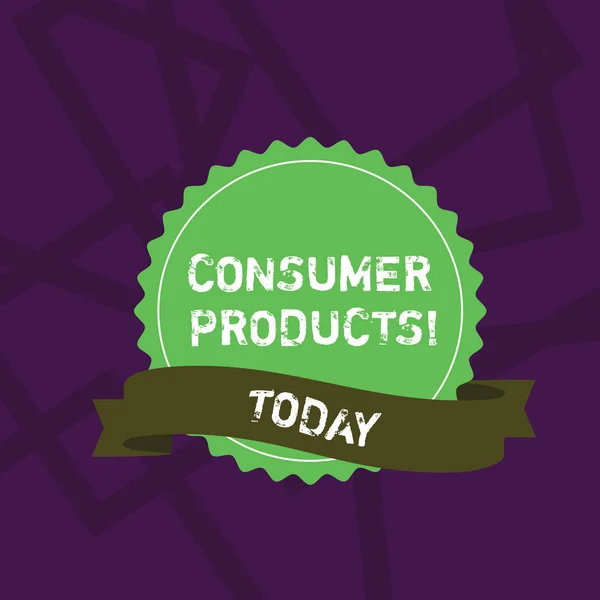 Tüketici Ürünleri yazma el yazısı metin. Jagged Edge ve Farklı Gölge Şerit Şerit li ortalama tüketici Boş Renk Mühür Sticker tarafından tüketim için satın alınan mal anlamına gelir Kavramı. — Stok fotoğraf