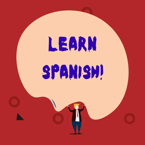 İspanyolca öğrenin'i gösteren metin işareti. Kavramsal fotoğraf, İspanyolca konuşma ve yazma bilgisi edinme veya kazanma. — Stok fotoğraf