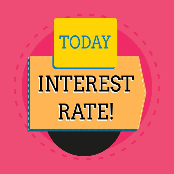 Word writing text Interest Rate. Business concept for percentage of principal charged by the lender to borrower Electronic device with non symmetrical triangle edging shape for printing.