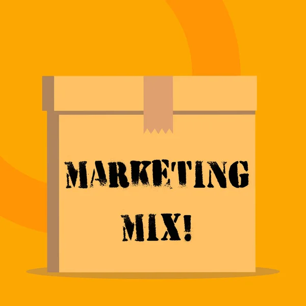 Manuscrito texto Marketing Mix. Significado do conceito Conjunto de ações utilizadas para promover a marca no mercado . — Fotografia de Stock