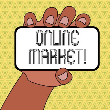 Online Market 'te kelime yazma metni. Web tabanlı kanalların Smartphone Aygıtını Boş Ekran ve Metin Alanı ile Kapalı Tutulan bir ürünü satmak için kullanılacak koz uygulaması konsepti.