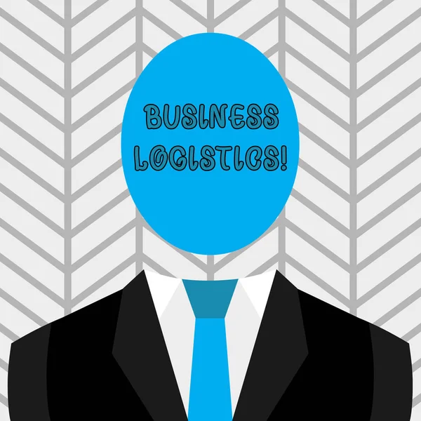 Text sign showing Business Logistics. Conceptual photo concerned with materials procurement and analysisagement Symbolic Drawing Emblematic Figure of Man Formal Suit Oval Faceless Head. — Stockfoto