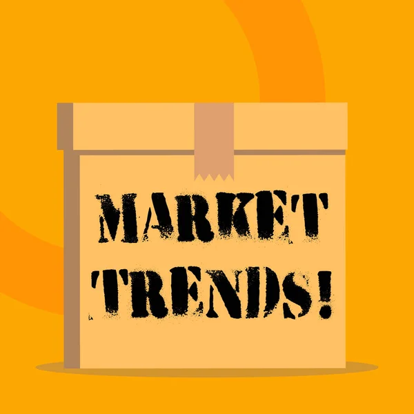 Handwriting text Market Trends. Concept meaning Changes and developments in buying and selling in the market.