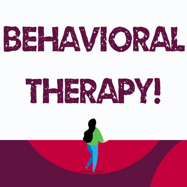 Znak tekstowy przedstawiający terapia behawioralna. Koncepcyjna pomoc fotograficzna zmienia potencjalnie selfdestrukcyjne zachowania. — Zdjęcie stockowe